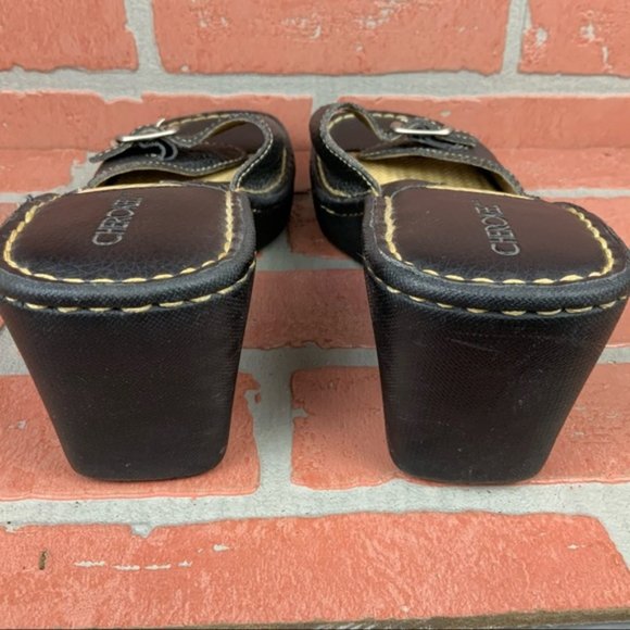 Black Wedge Slides w Leather Upper - Picture 2 of 6